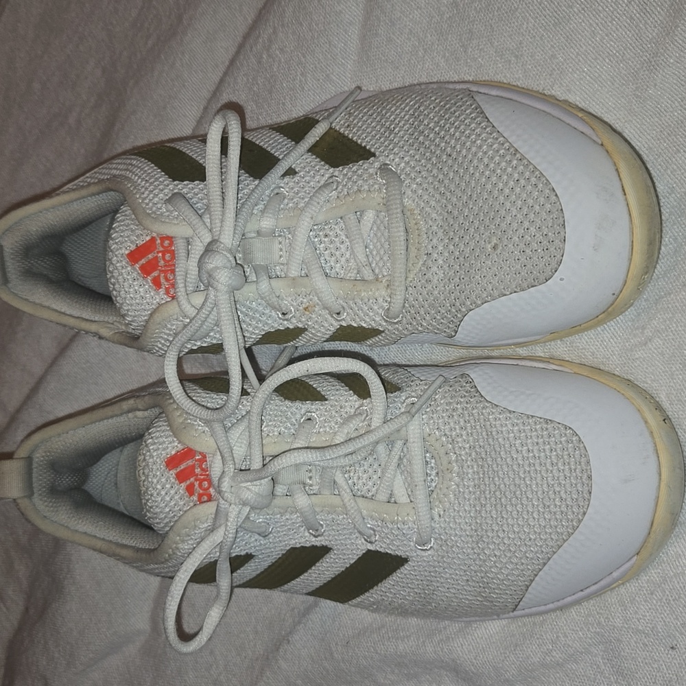 Adidas White with Gold Stripes Sneakers Size 9M
